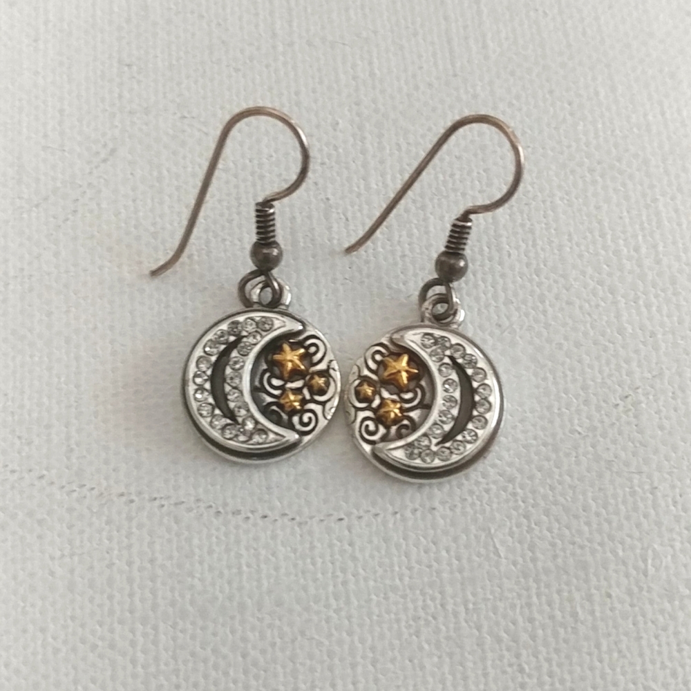 Brighton Moon and Stars Silver and Gold Earrings